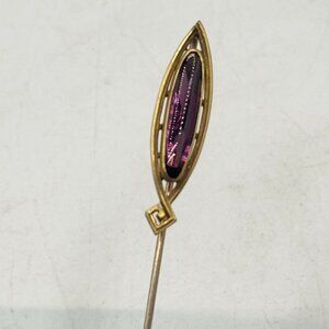 Art deco purple glass stone PSCO stick pin